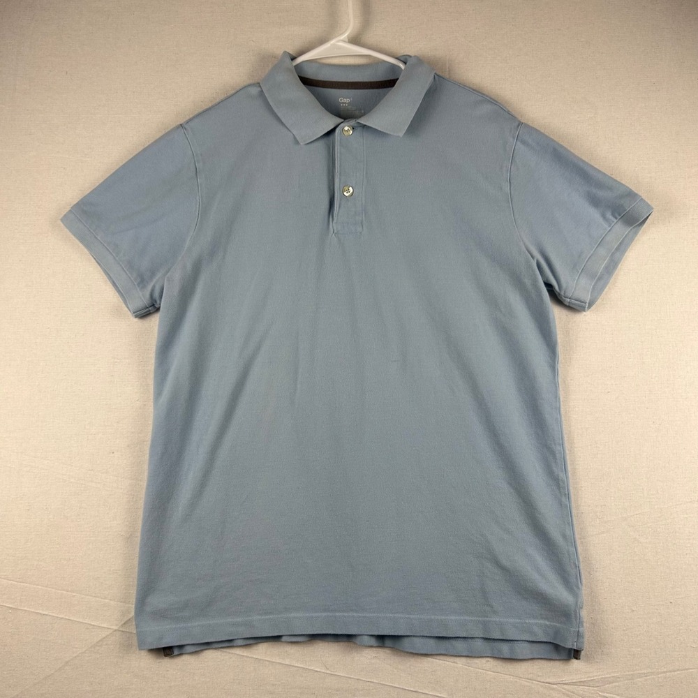 Gap Mens Short Sleeve Polo Shirt Light Blue 100% Cotton Pique Size Large